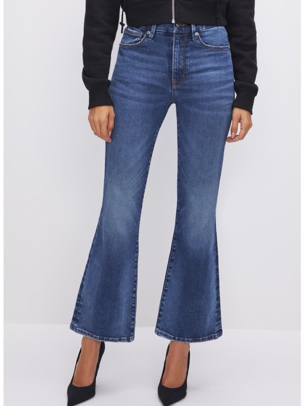 Good American Always Fits Good Legs Crop Mini Boot jeans dark blue bootcut 00-4